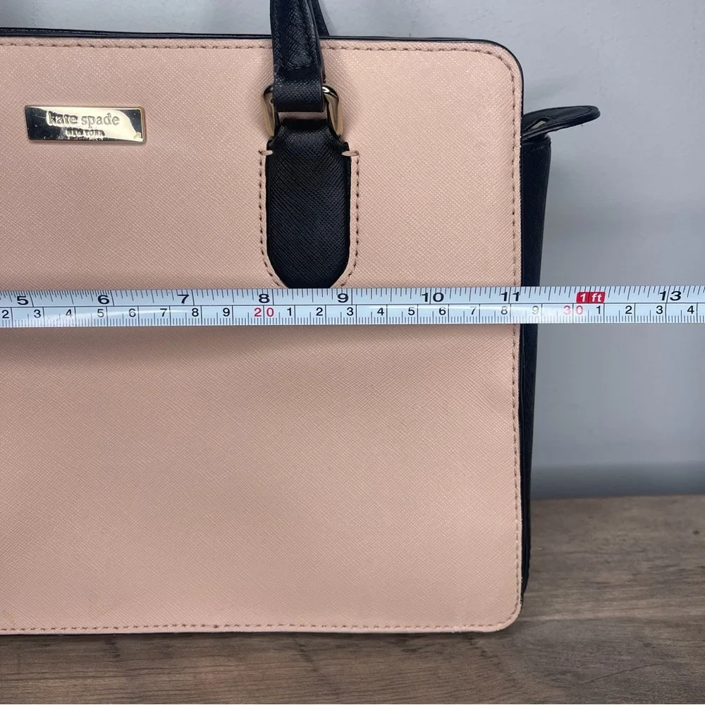 Kate Spade Leighann Laurel way Blush‎ and Black Satchel purse hand bag